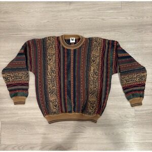 Vtg Disney Catalog Coogi Style Tigger Sweater Cable Knit Size Medium Heavyweight